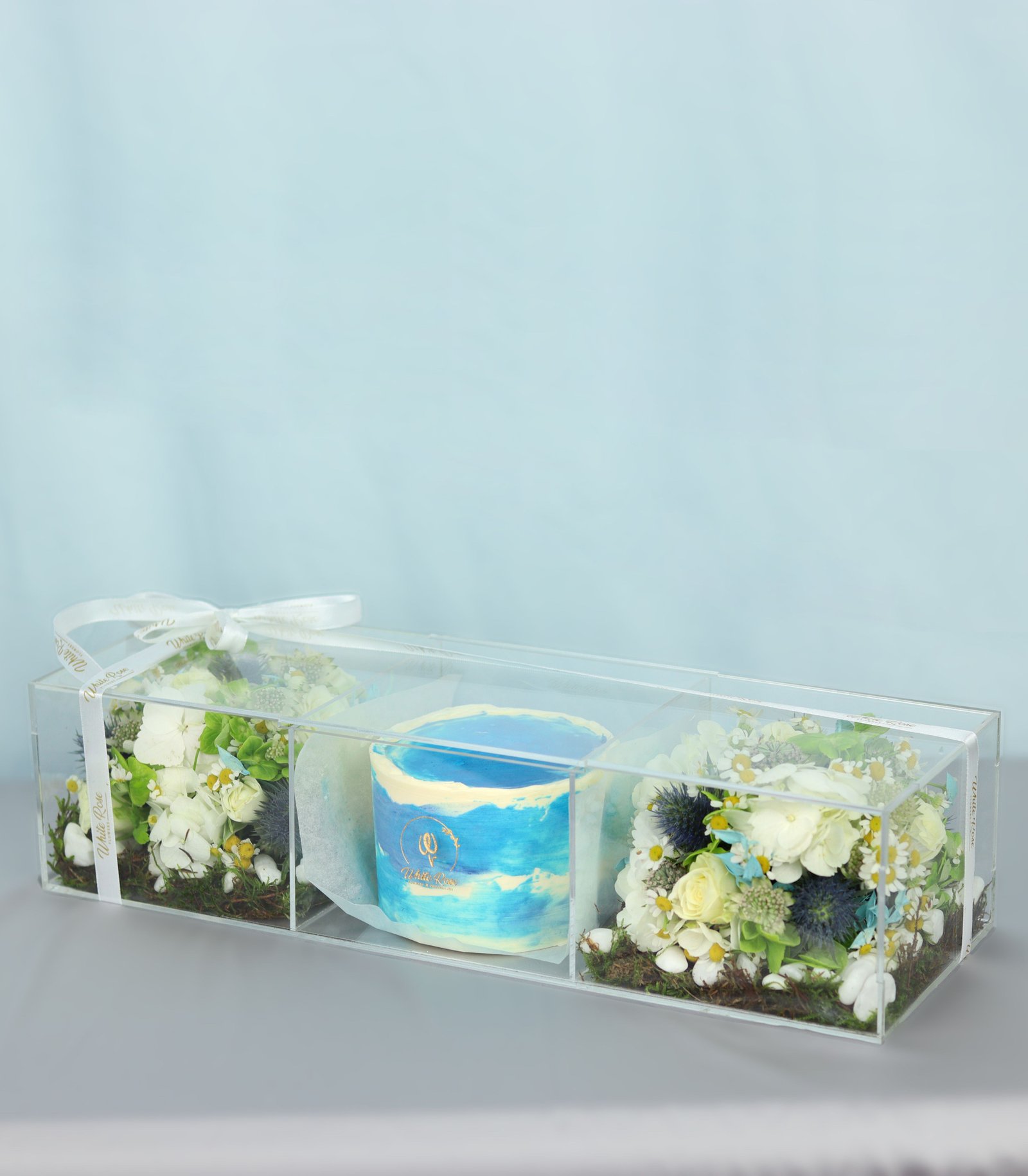 Sky Cake and Flowers - Elegant Floral and Cake Gift Set