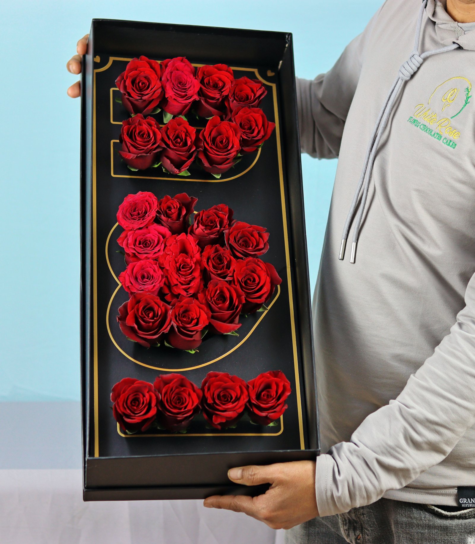 I Love You Flower Box - Romantic Red Roses Arrangement