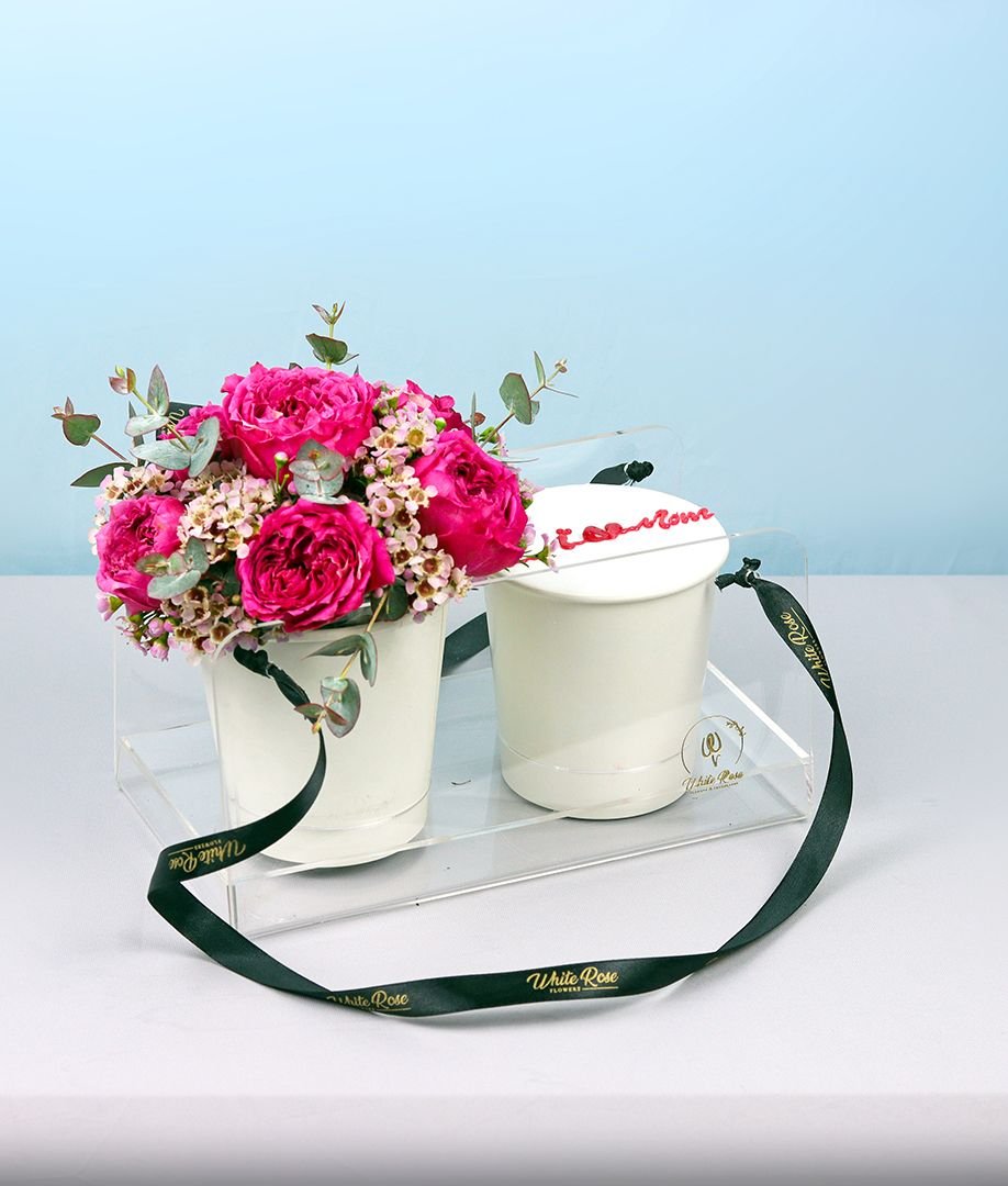 Floralicious Cake Cup - Roses and Cupcake in Acrylic Box