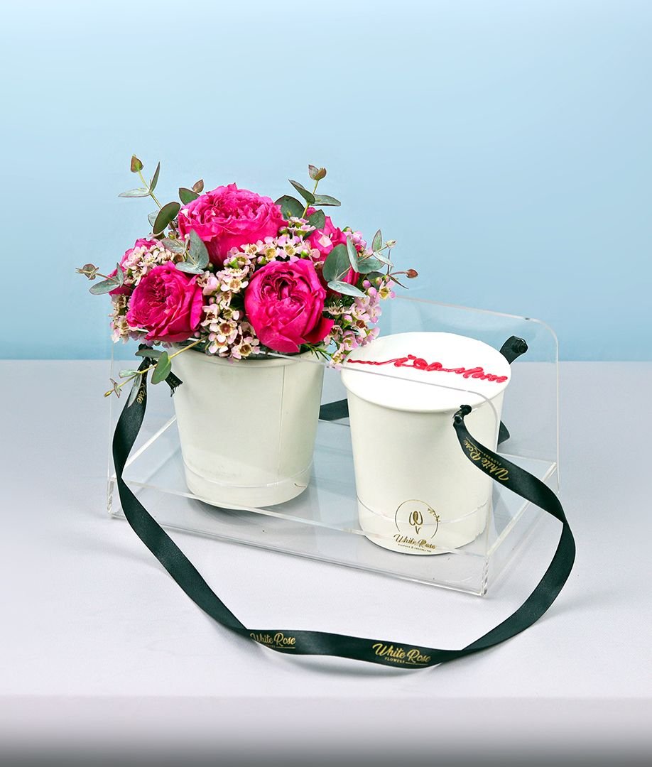 Floralicious Cake Cup - Roses and Cupcake in Acrylic Box