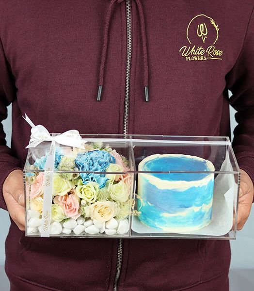 Cloud Cake and Flowers - Elegant Floral and Cake Gift