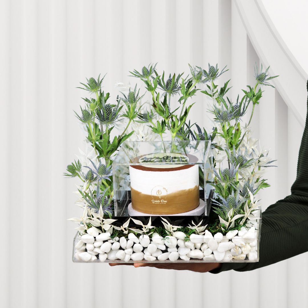 Vintage Cake Tray - Elegant Flowers and Cake in Acrylic Display