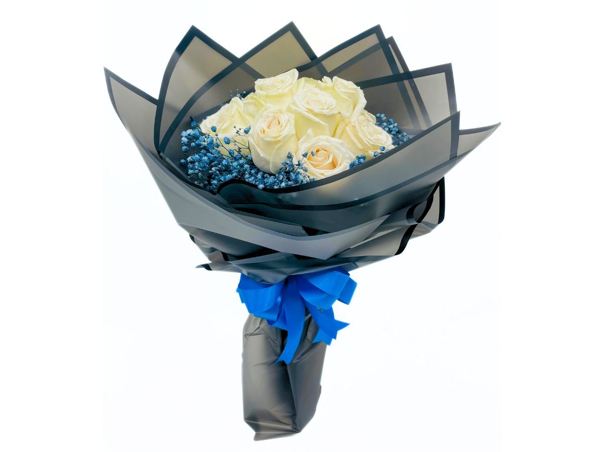 Athena Blue Bouquet - Elegance in White and Blue