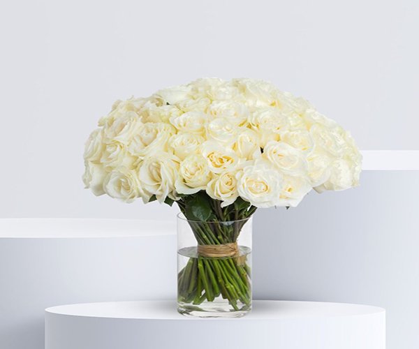 101 White Roses Vase Arrangement