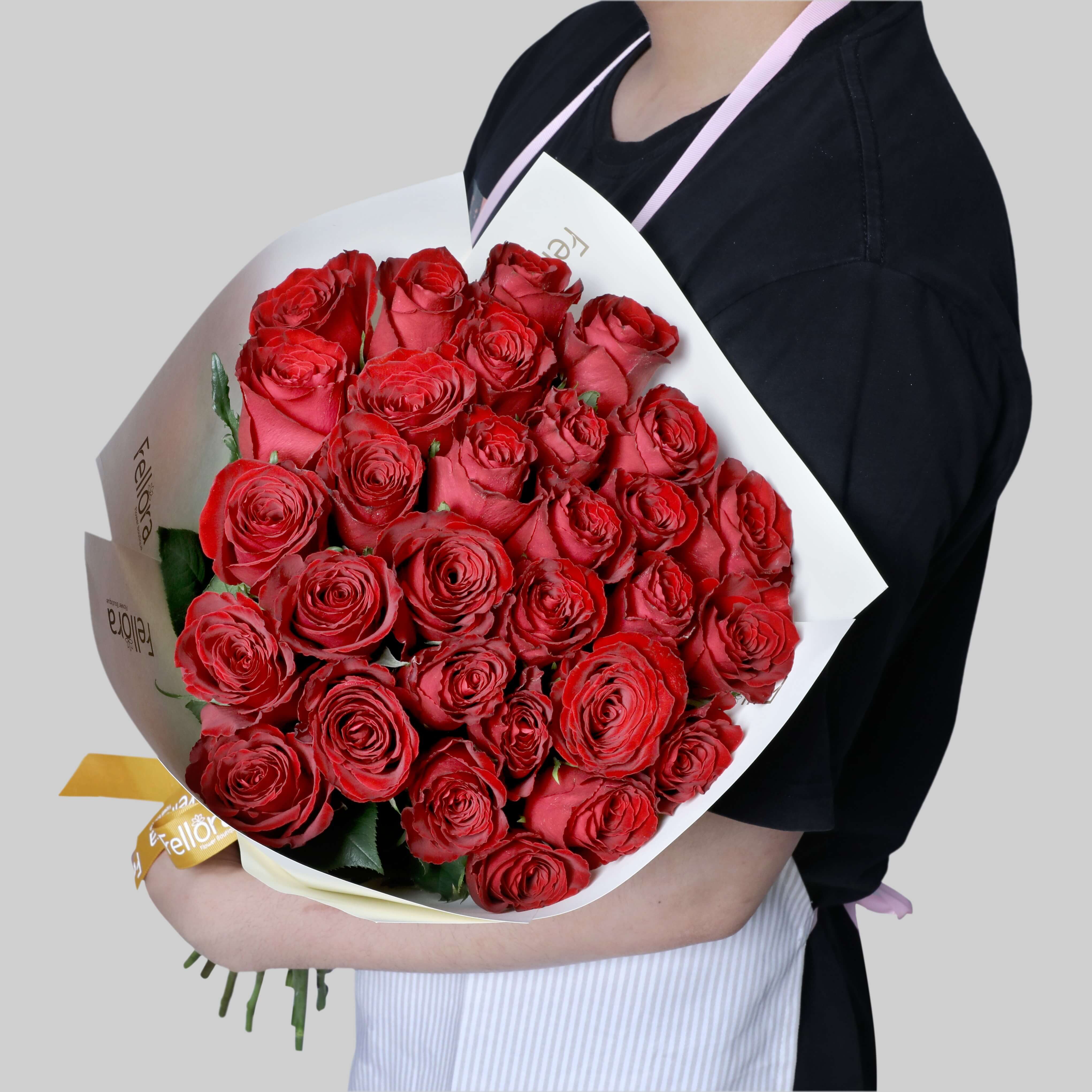 Ruby Red Roses Bouquet - 30 Elegant Madam Red Stems
