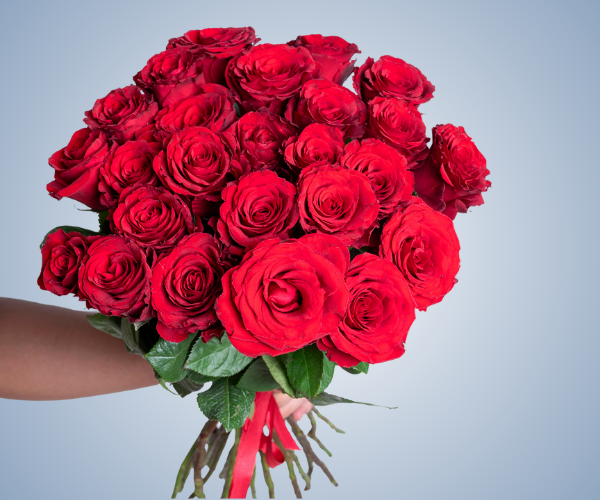25 Red Roses Hand-Tied Bouquet - A Romantic Gesture