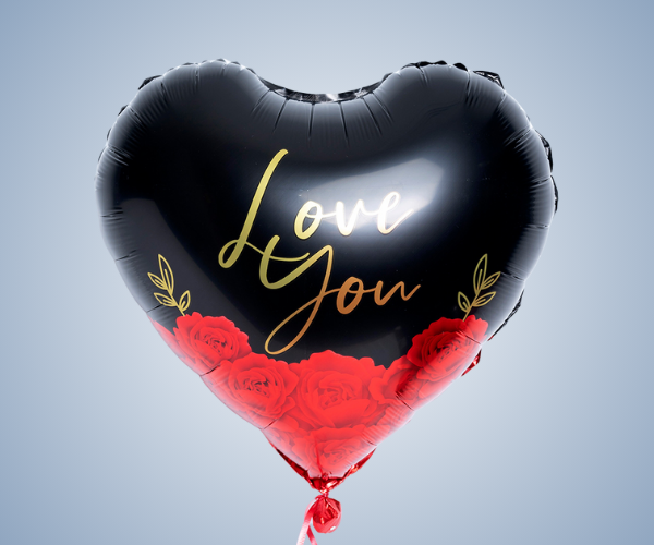 Red and Black Heart Helium Balloon - Sophisticated Event Decor