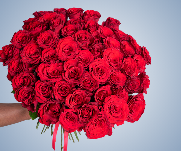 51 Red Roses Hand-Tied Bouquet - A Lavish Expression of Love