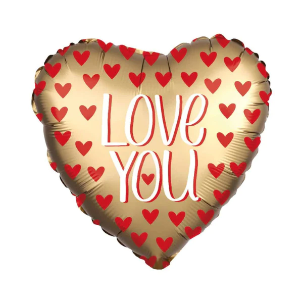 3 Pieces Love You Satin Gold Foil Balloon - 18 inc