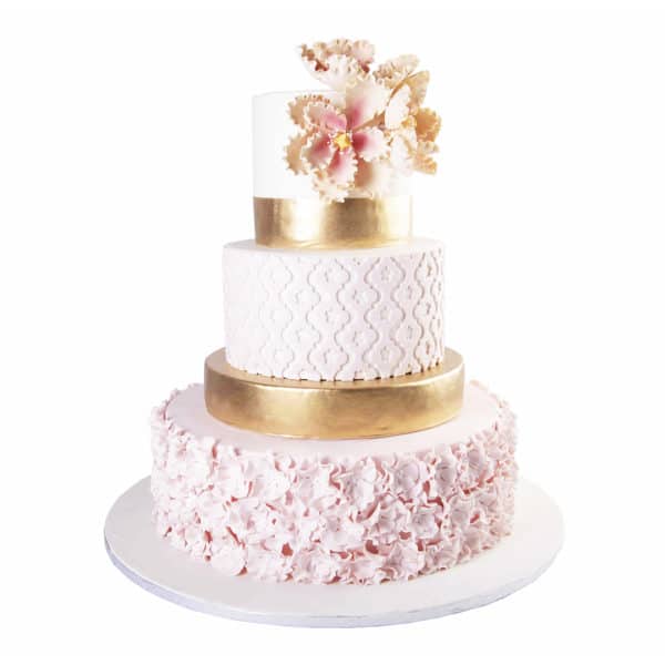 Pink And Gold Floral Wedding Cake -18kg