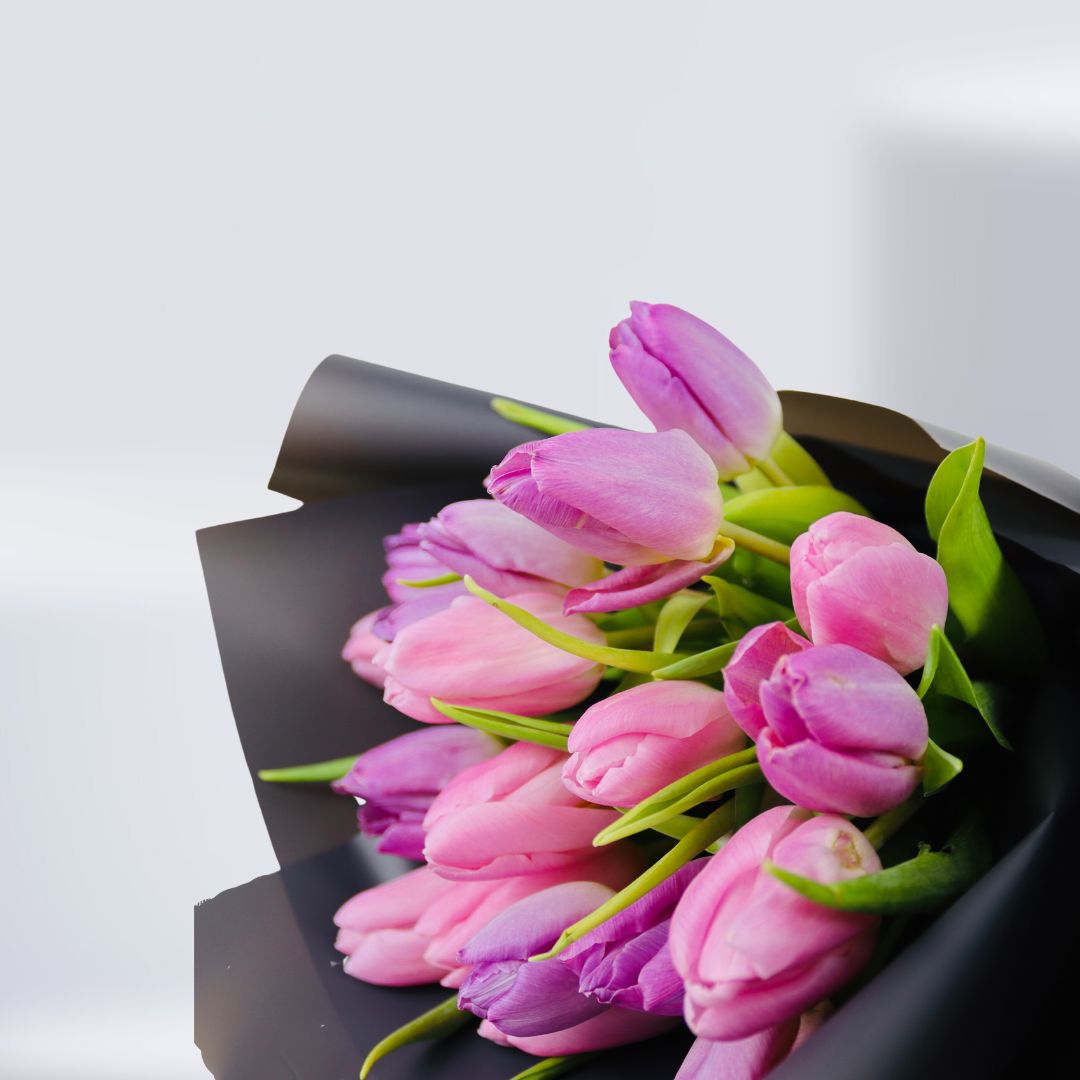 Pink Shade Hand-Tied Bouquet - 20 Elegant Tulips